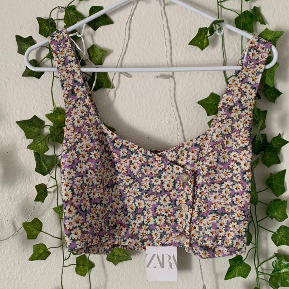Zara floral crop top size medium